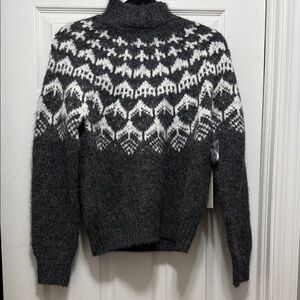 Joie Fair Isle Charcoal & White Sweater